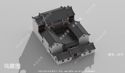 新款中式別墅設計工程圖紙及設計效果圖