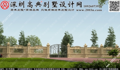 圍墻大門柱子效果圖W21號高典別墅圍墻