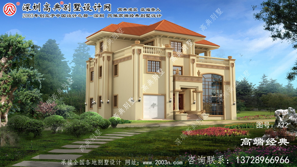 銅山縣華麗歐式三層復式別墅設計圖紙