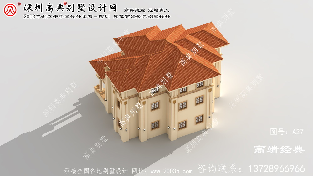 白下區(qū)漂亮實(shí)用的歐式三層復(fù)式別墅效果圖