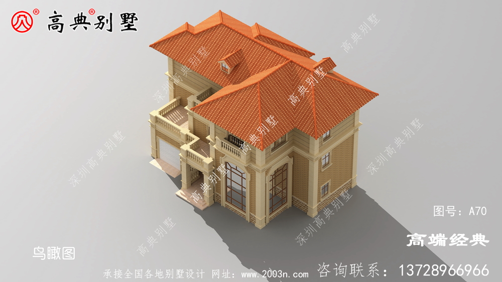 阜陽市歐式農(nóng)村三層小別墅設計圖，占地180平米左右