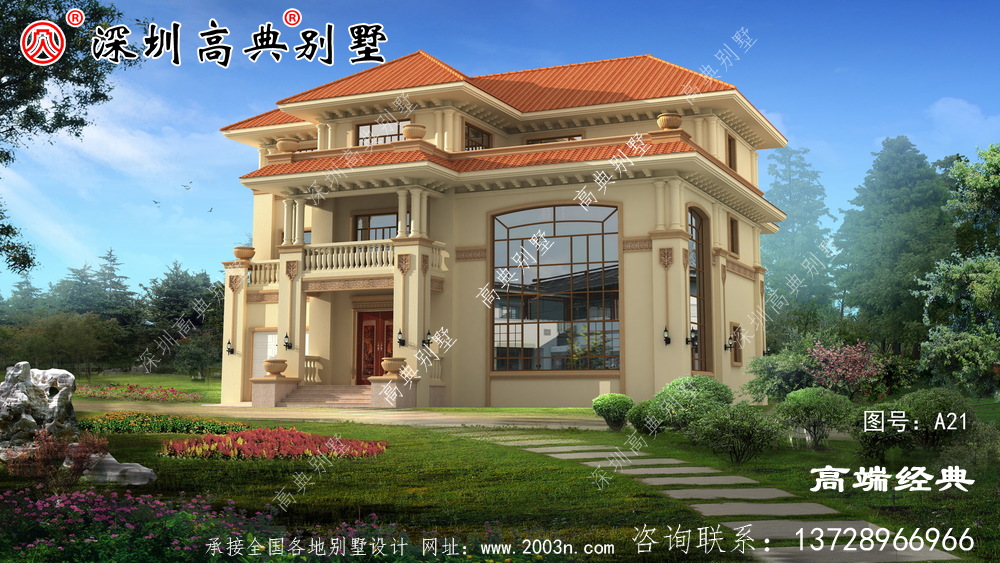 20萬二樓的鄉(xiāng)村自營住宅,在村子里建得很明亮。