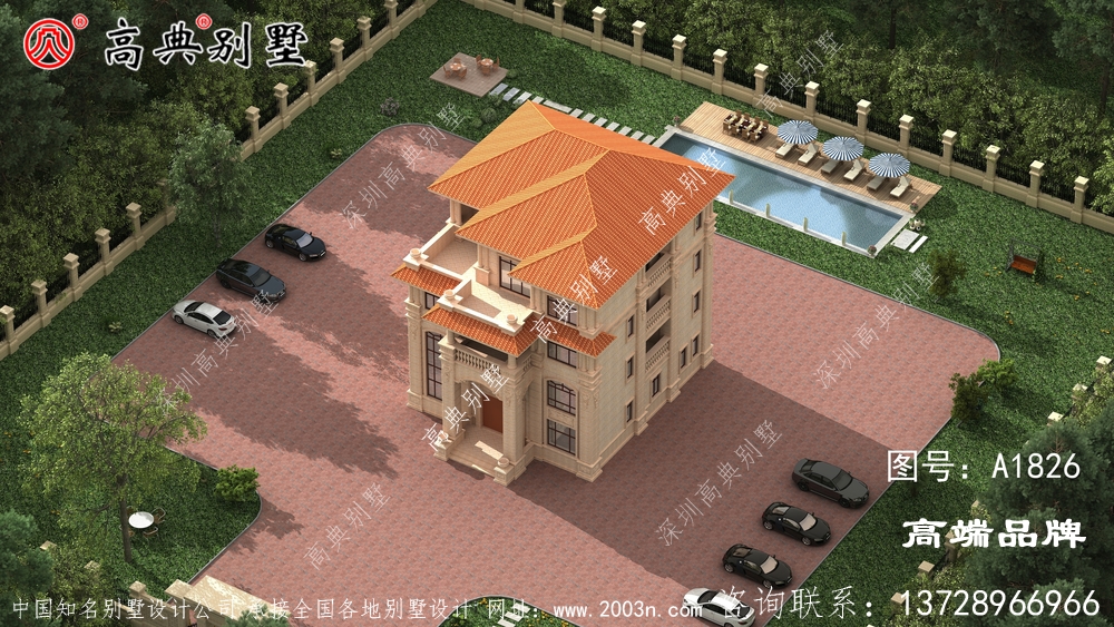臥室很多的豪華石材歐式四層別墅,過年招待親友再也不怕沒地方了