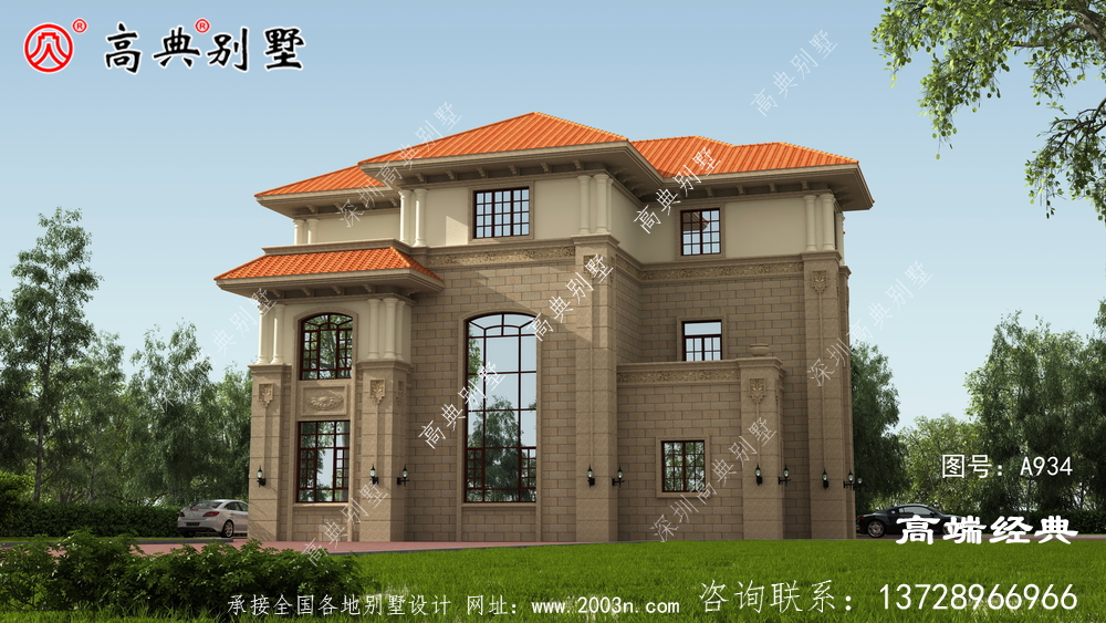 歐式自建別墅,外觀簡潔大方,布局十分實(shí)用